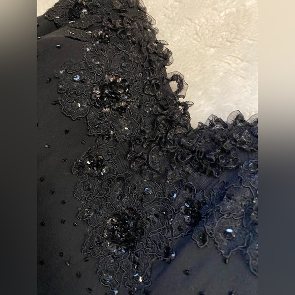 Vintage 90’s Y2K Silk Dress Beaded Dress Fairy Prom Black Silk Slip Whimsy goth - Picture 11 of 17